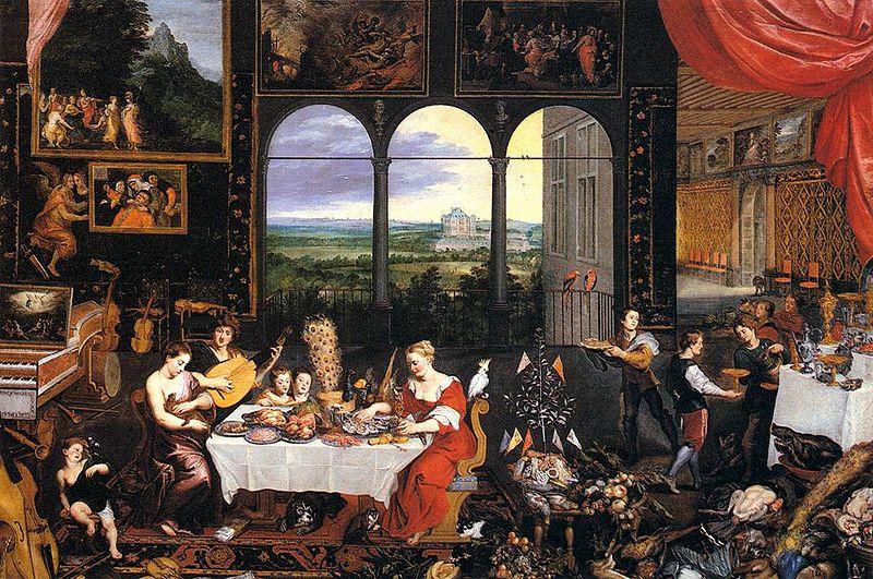 Jan Brueghel The Elder The Senses of Hearing, Touch and Taste oil painting picture